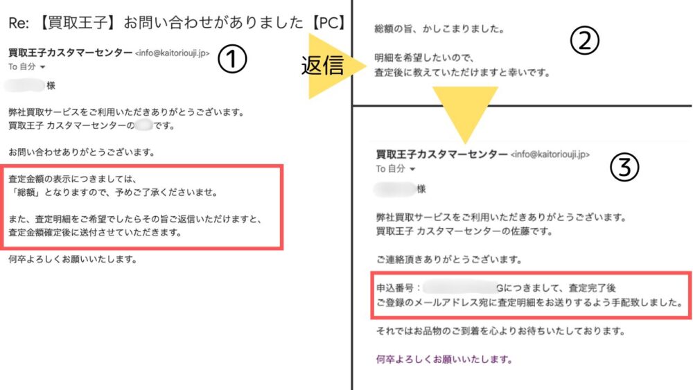 明細をもらう流れ